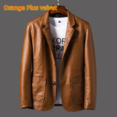 Leather Men’s Autumn Winter Jacket with Thin Lapel for Stylish Comfort - Florence Luxe