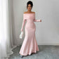 Elegant Simple Off-shoulder Long Sleeve Dress Women&