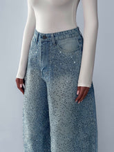 Irregular Rhinestone Jeans - Florence Luxe