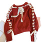 Red Sweater Animal Year Atmosphere Bow Design Sense.