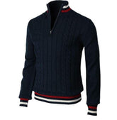 Spring and Autumn Color Blocked Knitted Shirt with High Neck - Florence Luxe