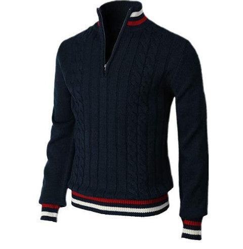 Spring and Autumn Color Blocked Knitted Shirt with High Neck - Florence Luxe