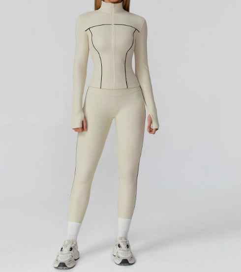 Zipper Slim Fit Yoga Suit - Three-Piece Health Sports Activewear