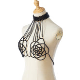 New Fashion Pearl Rose Pattern Chest Necklace.