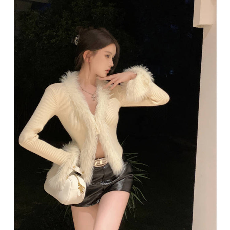 Pure Desire V-neck Sweater with Stitching Bell Sleeves - Slimming and Simple Design - Florence Luxe