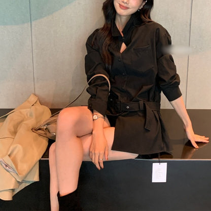 Versatile Mid-Length Shirt for Fashionable Waist Trimming styling - Florence Luxe