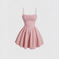 Sexy Dress Solid Color Pleated Back Zipper Sling Dress