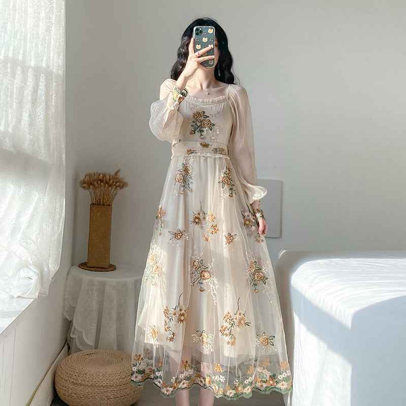 Bow Bandage Jeans for Women - Embroidered Net Skirt Style Loose-Fitting Wide-Leg Trousers for Stylish Comfort and Versatility