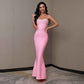 Sleeveless Beaded Long Two-Piece Dress for Women - Stylish Bandage Design