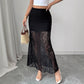 Lace High Waist Slimming Dress for Fall Winter - Flattering Sheath Skirt