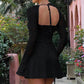 Y2K  Lace Long Sleeve Dress Fashion Sexy Corset Backless Lace Up Short Dresses Womens Clothing