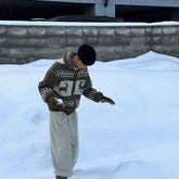 Jacquard Christmas Zipper Idle Style Cardigan Knitted Coat