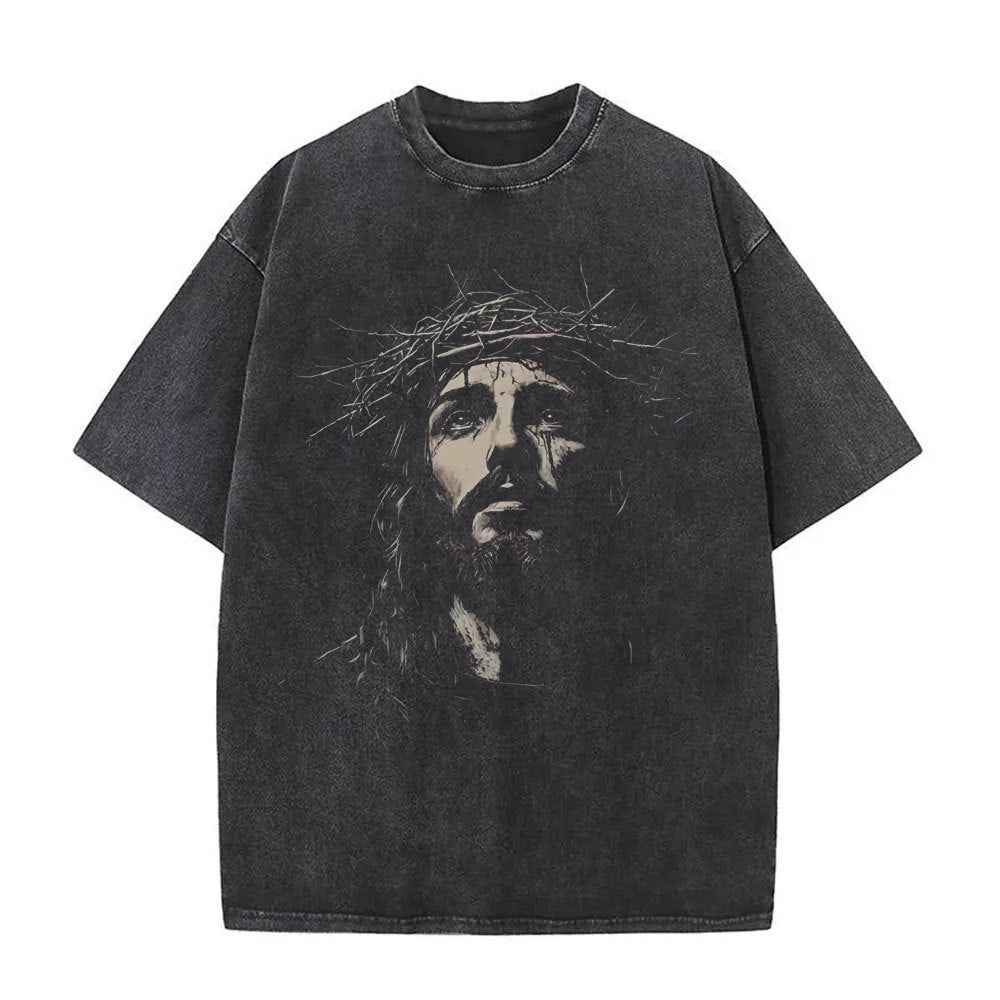 Christian Vintage Washed T-shirt - Jesus Forgive Them Father Design, Perfect Christian Jesus Forgive Them T-shirt