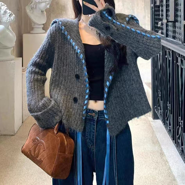 Handmade Ribbon Knitted Cardigan Coat For Women.