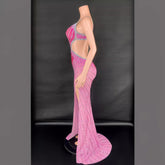 Sling Super Shiny Bodycon Party Dress - Light Diamond Cinched Sleeveless Stage Performance Dress - Florence Luxe