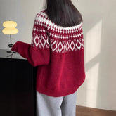 New Round Neck Loose Slimming Christmas Knitwear Top - Florence Luxe
