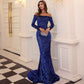 Strapless Long Sleeve Sequins Evening Dress for Parties - Perfect Strapless Sequins Evening Dress