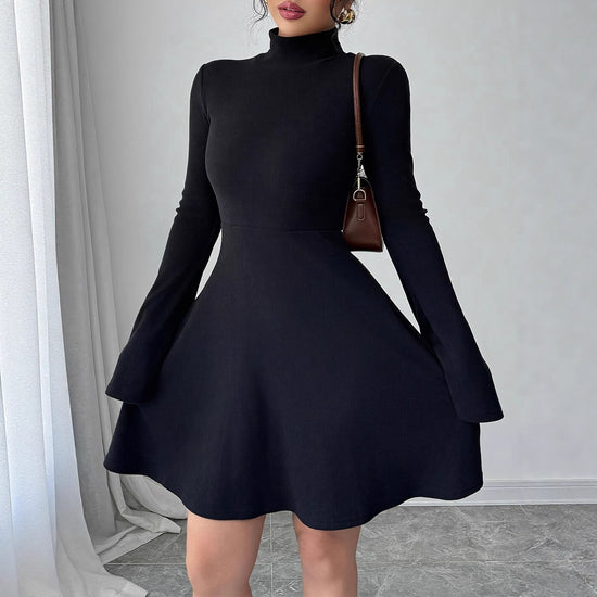 Elegant And Simple Temperament Wild Slim-fit Turtleneck Long Sleeve Dress - Florence Luxe