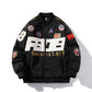 Racing Suit Motorcycle Jacket with Embroidered Baseball Design - Florence Luxe