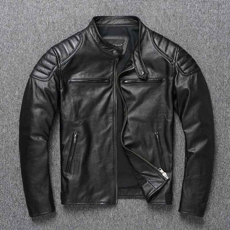 First Layer Cowhide Leather Coat Men&
