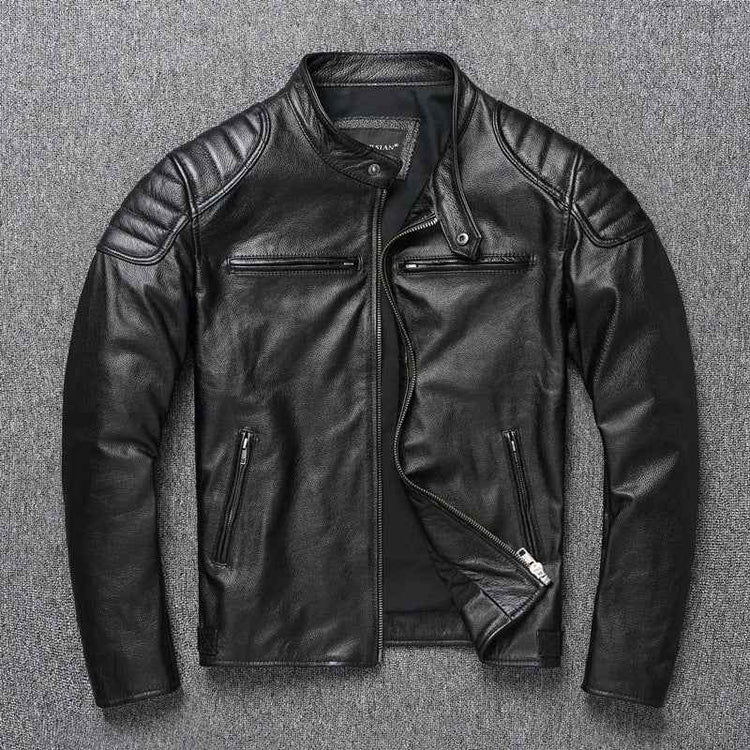 First Layer Cowhide Leather Coat Men&