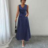 Vest Skirt Two-piece Set Striped Dress Suit For Women