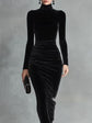 Black Velvet Turtleneck Dress for Women – Half-Length Style - Florence Luxe