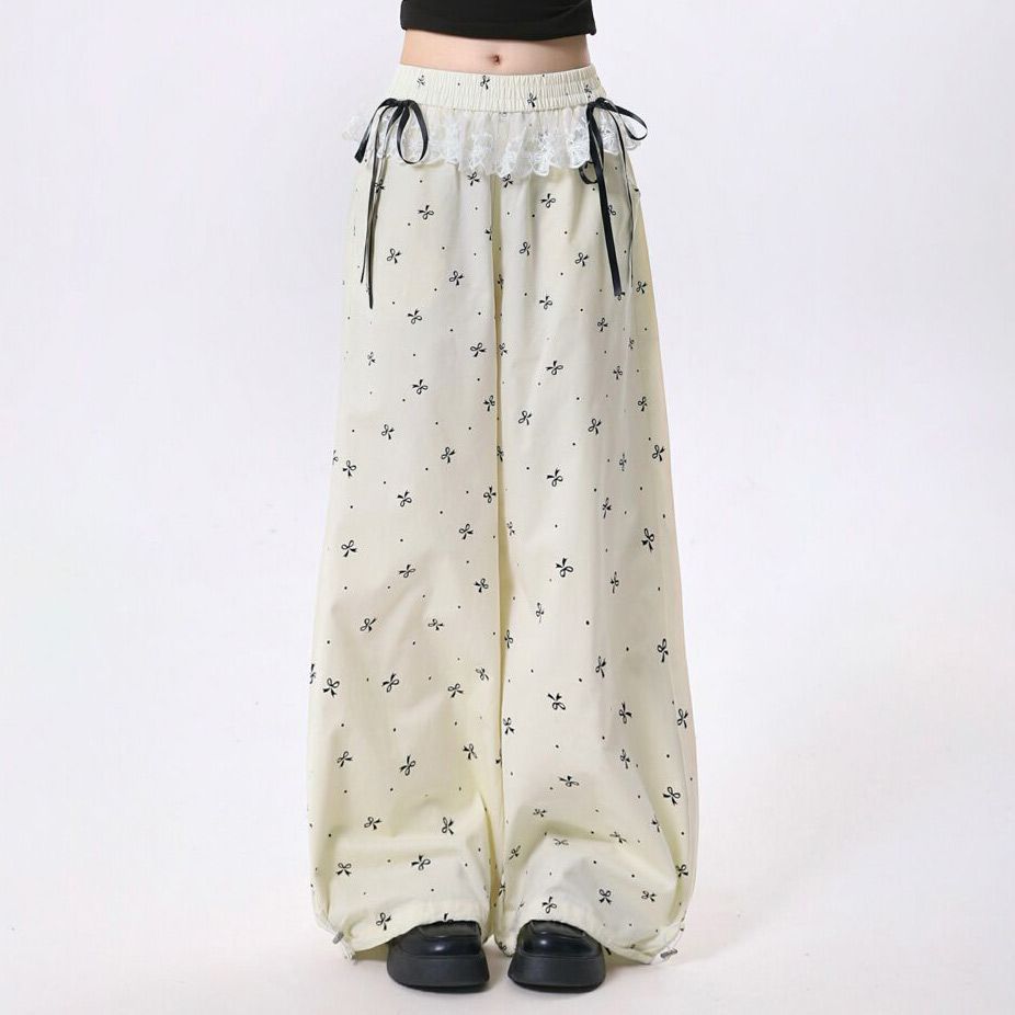 Casual Lace Pants for Women - Autumn Retro Style - Florence Luxe