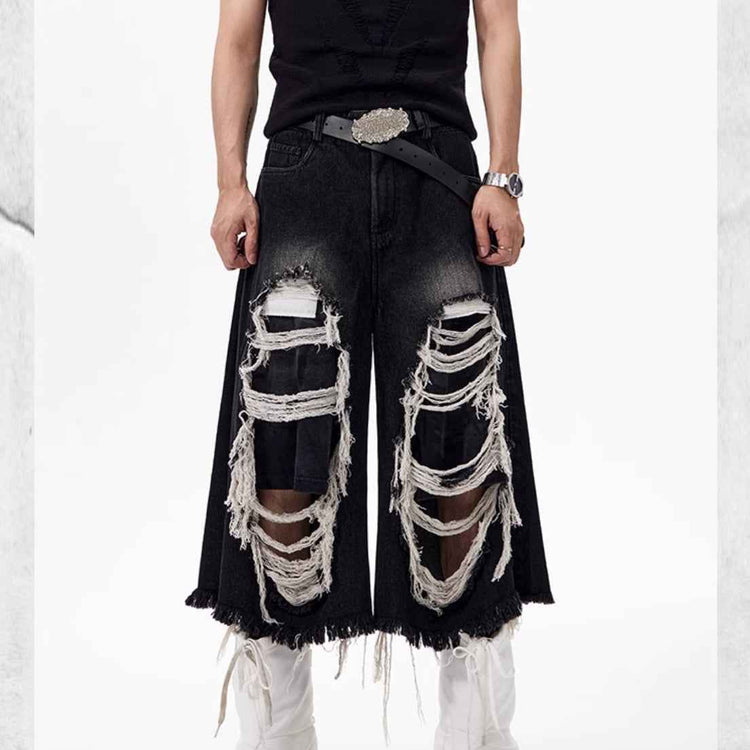 Cropped Ripped Patch Pants for a Trendy Look