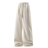 Drawstring Sports Pants with Pockets - Micro Elastic Knitted Fabric, Breathable, Straight Casual Long