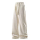 Drawstring Sports Pants with Pockets - Micro Elastic Knitted Fabric, Breathable, Straight Casual Long