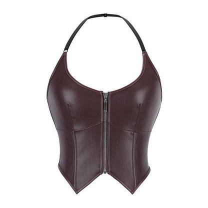 Leather Halter Zipper Women&