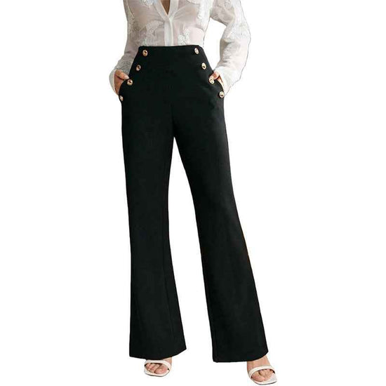 High Waist Flared Pants for Women - Air Slimming Draped Style