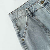 American Retro Pocket Jeans - Simple Washed and Worn Style