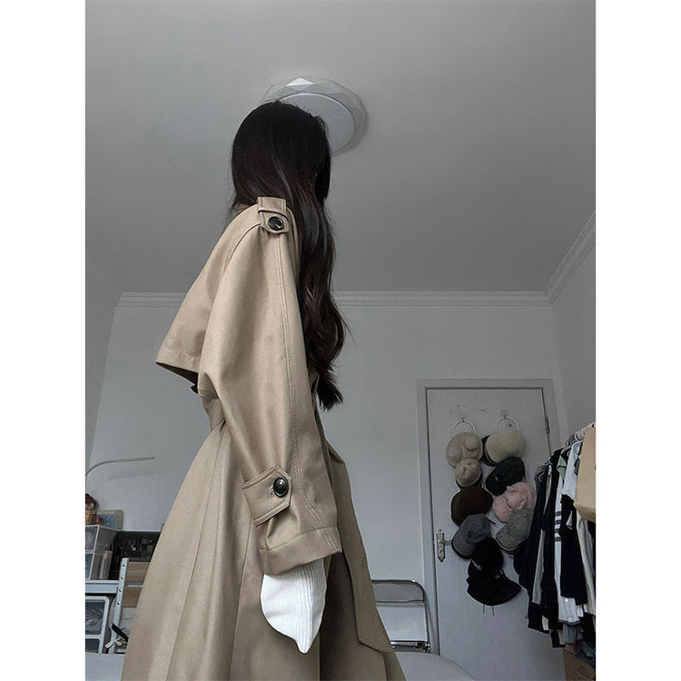Temperament Wild Khaki Trench Coat for Effortless Casual Fashion - Florence Luxe