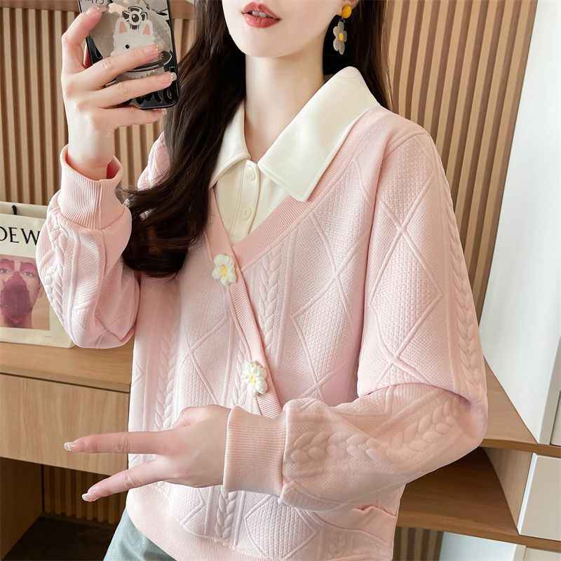 Plus Size Faux Two-Piece Sweater for Women with Design Sense