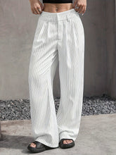 Stripe Printed Trousers Fashion High Waist Straight Leg Pants With Pocket Zipper Casual Suit Pants For Women - Florence Luxe