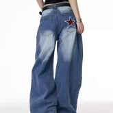 Retro Street Hot Girl Gradient Ripped Wide Leg Jeans for Women
