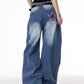 Retro Street Hot Girl Gradient Ripped Wide Leg Jeans for Women