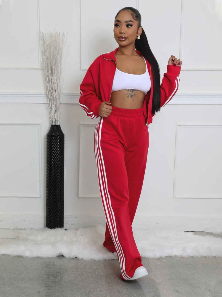 Striped Thickening Sweater Suit for Leisure and Commute