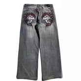 American Retro Washed-out Jeans for Men - Wide-leg Workwear Design Casual Style