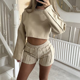 Casual Hoodie Shorts Suit for Women - Stylish Solid Color Outfit - Florence Luxe