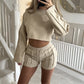 Casual Hoodie Shorts Suit for Women - Stylish Solid Color Outfit - Florence Luxe