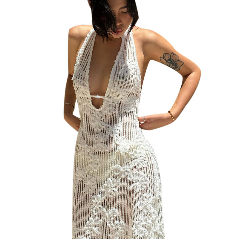 European and American Tube Top Jacquard Dress - Halter Seaside Vacation Tight Fit - Florence Luxe