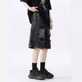 Washed Old Beautiful Ripped Denim Shorts for Trendy Summer Style