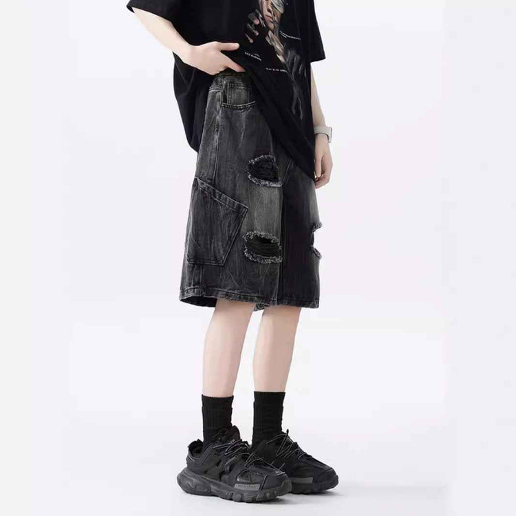 Washed Old Beautiful Ripped Denim Shorts for Trendy Summer Style