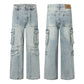 American Retro Pocket Jeans - Simple Washed and Worn Style