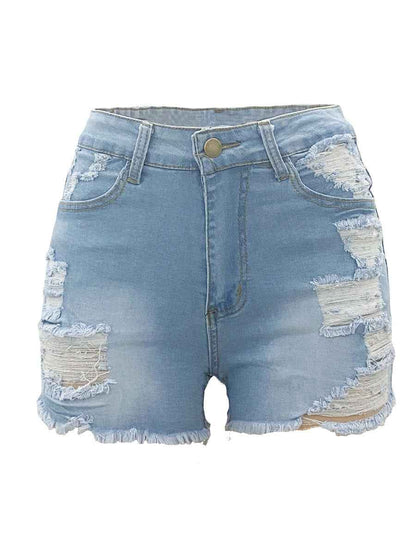High Elastic Denim Shorts for Women - Ripped Design Ideal for Style and Comfort