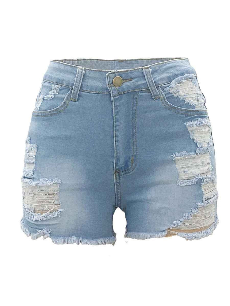 High Elastic Denim Shorts for Women - Ripped Design Ideal for Style and Comfort