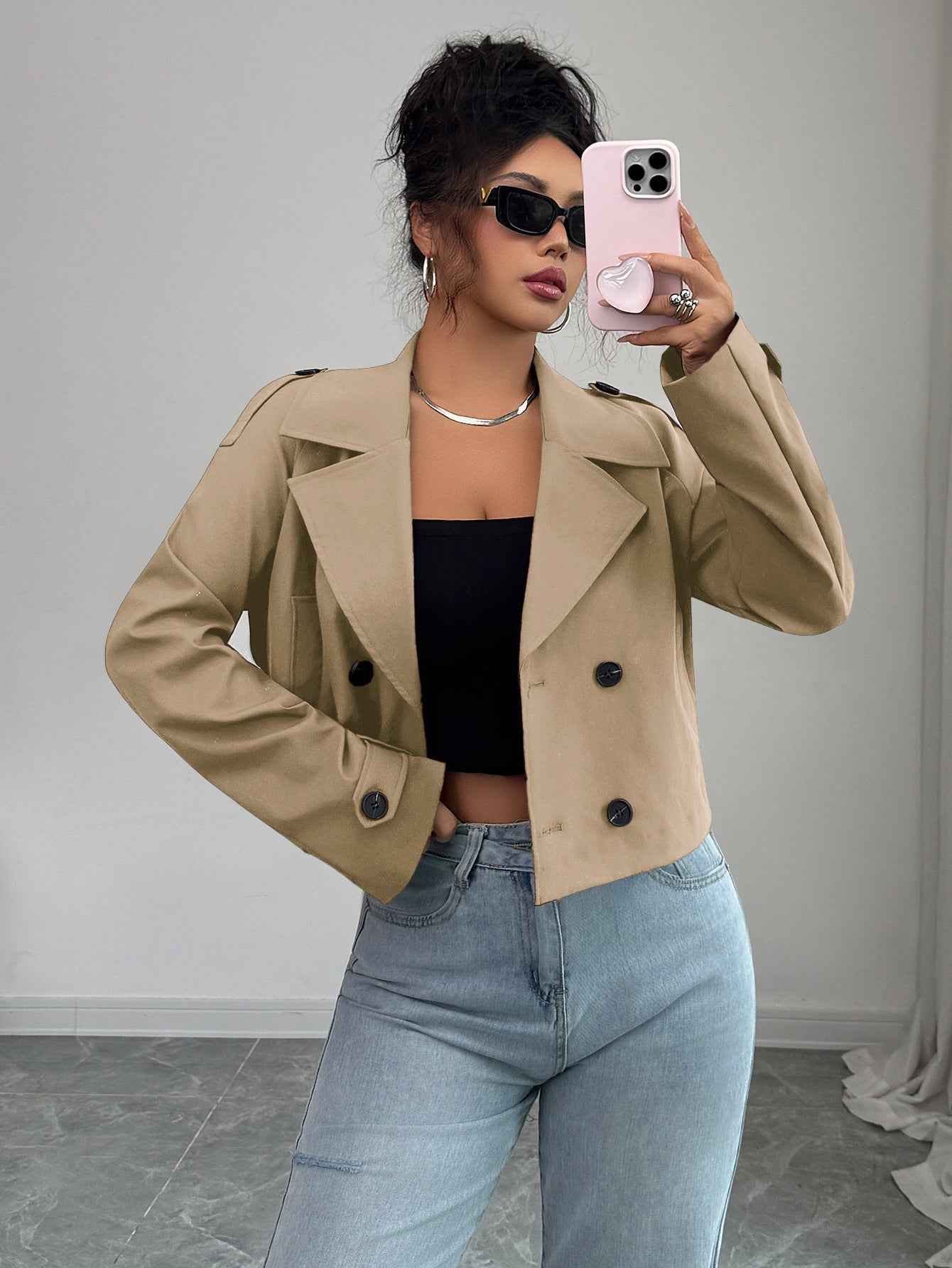 Casual Minimalist Long Sleeve Jacket Vest Coat Women